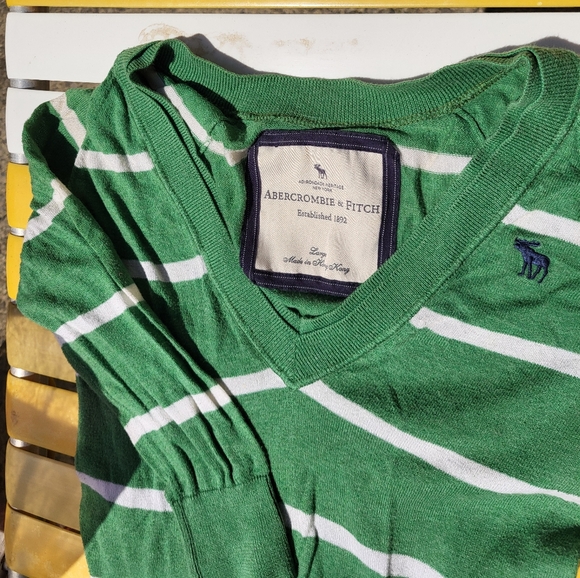 American Eagle green striped sweater, L - Picture 2 of 4